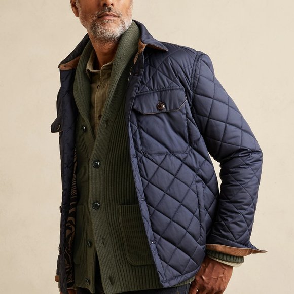 Banana Republic Camo Green Organic Cotton Shawl-Collar Ribbed Cardigan - Picture 1 of 12